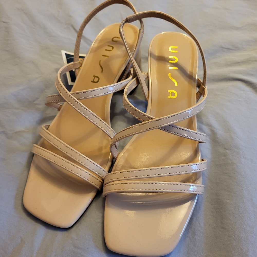 Unisa Strappy Nude Block Heel Sandals
